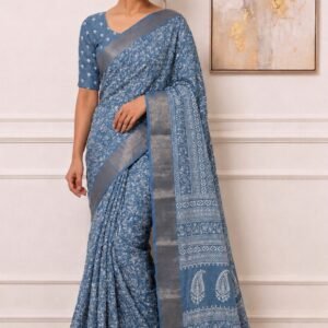 Item Code-DD20,Crushed Saree :A soothing, pastel palette that brings a touch of calm sophistication to your wardrobe.