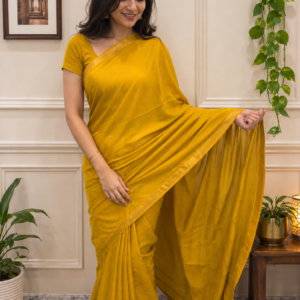 Item Code-DD23,Mysore Silk Saree : Draped in the serene beauty of Olive and gold
